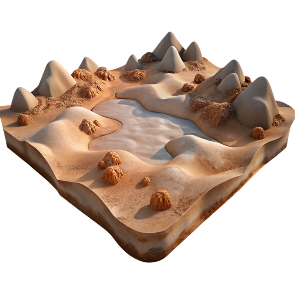 beautiful minimalist Atacama Desert Dry Lakebed Barren Landscape Transparent Background high quality png