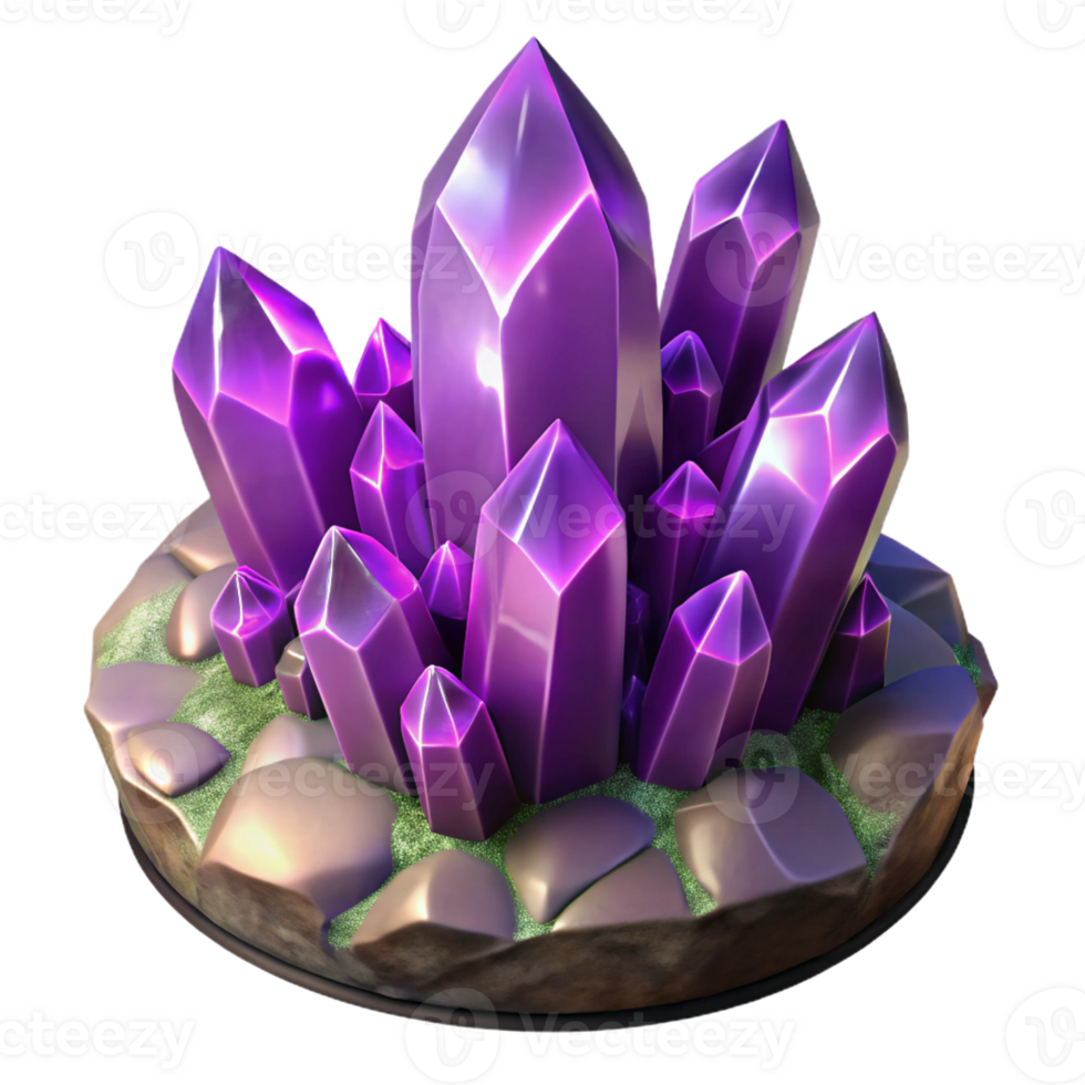 dramatic rustic A Cluster of Amethyst Crystals Growing O exclusive png
