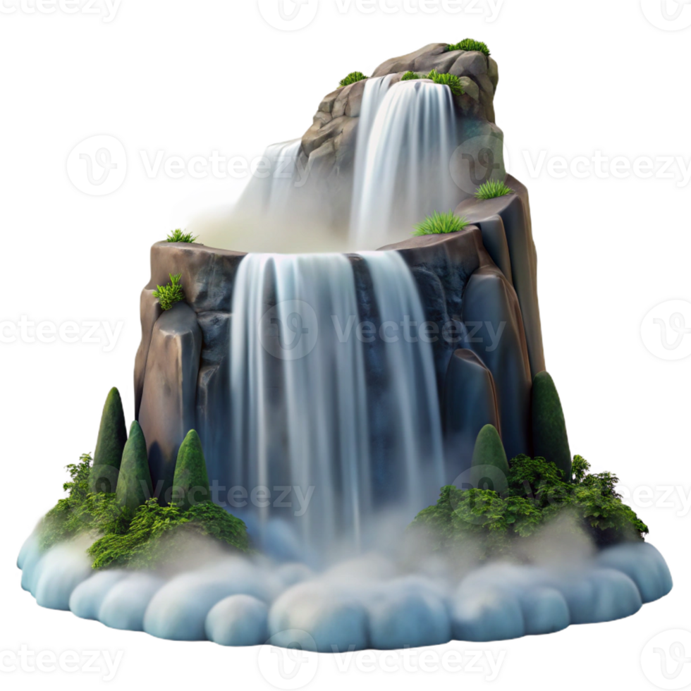 vibrant classic A Cascading Waterfall Mist Rising from T 4K png