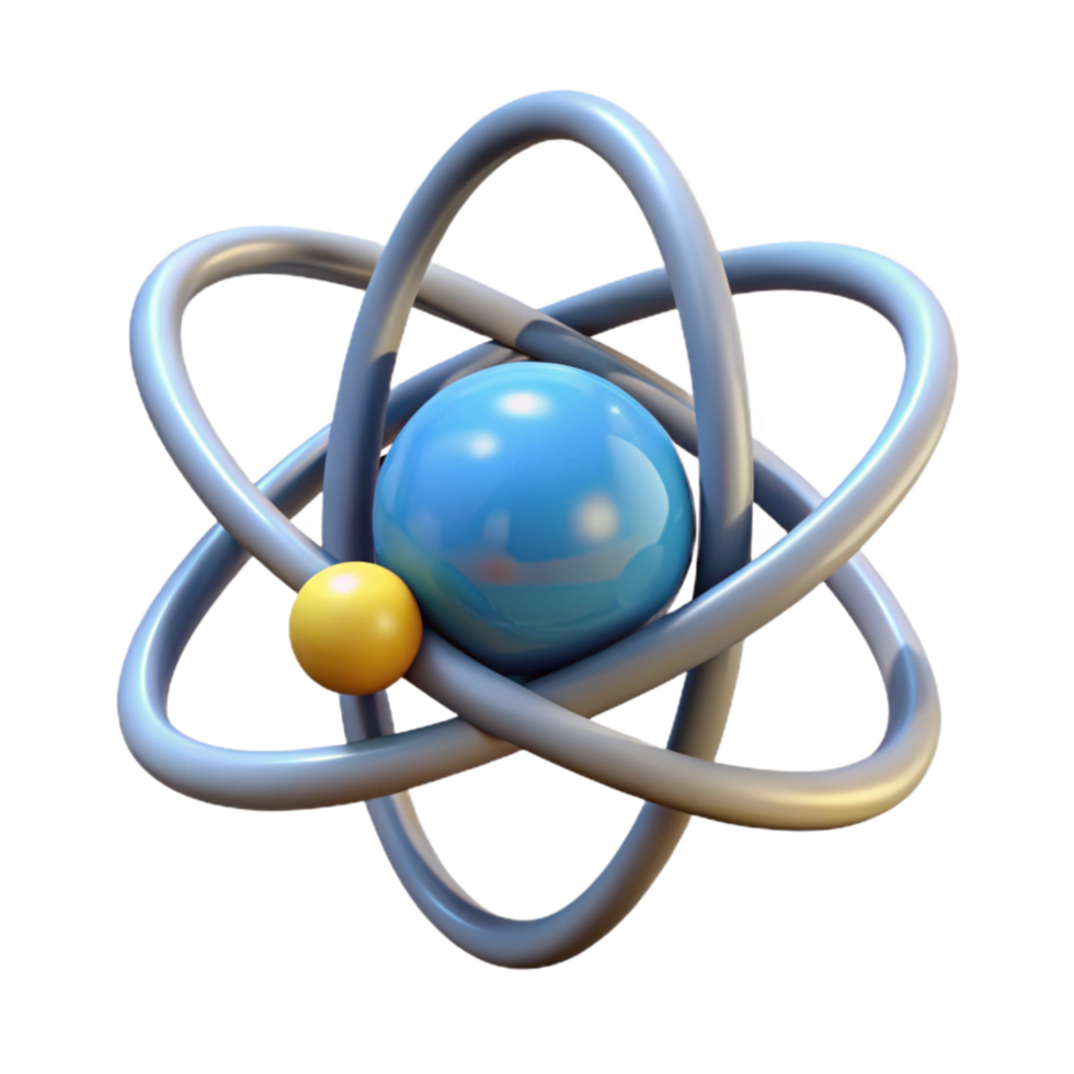 vibrant minimalist Atomic Nucleus Model 3d View on Transparent Background high quality png