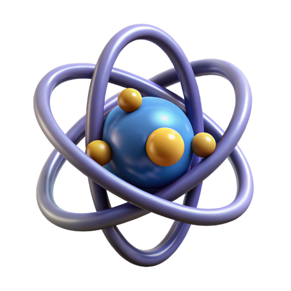 elegant modern Atomic Nucleus Model 3d View on Transparent Background detailed png