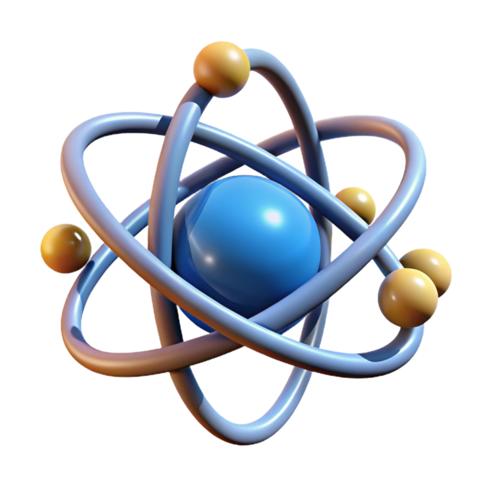 extraordinary modern Atom Model 3d View on Transparent Background genuine png