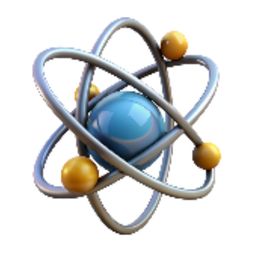 elegant artistic Atom Model Nucleus Electrons Cutout Element detailed png