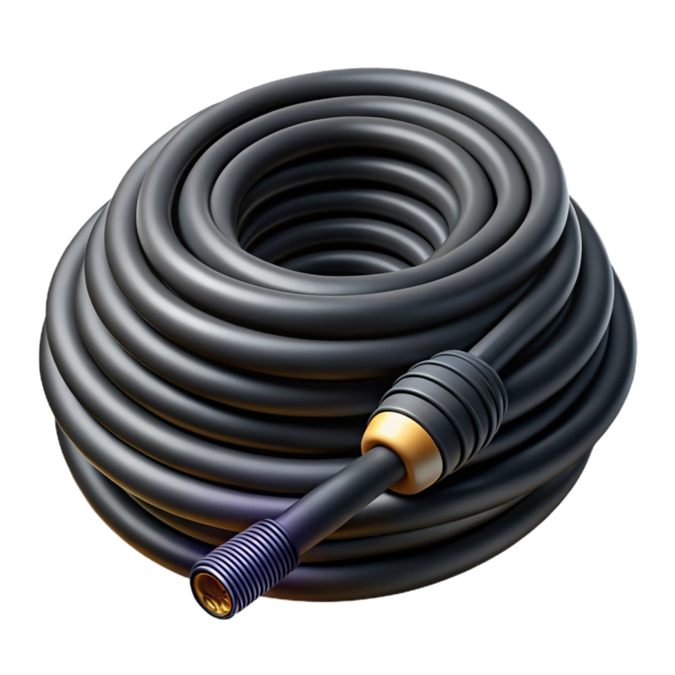 elegant modern Audio Cable Coiled Black Transparent Background Cutout original png