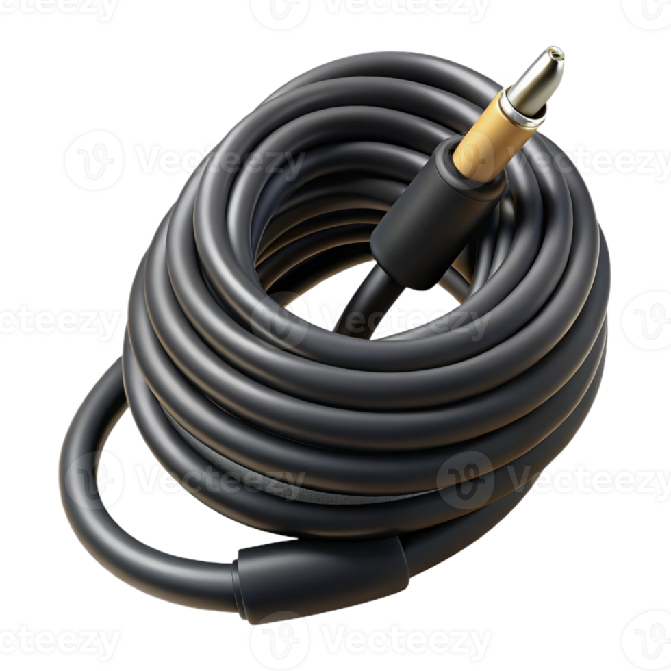 wonderful abstract Audio Cable Coiled Black Transparent Background Cutout professional png