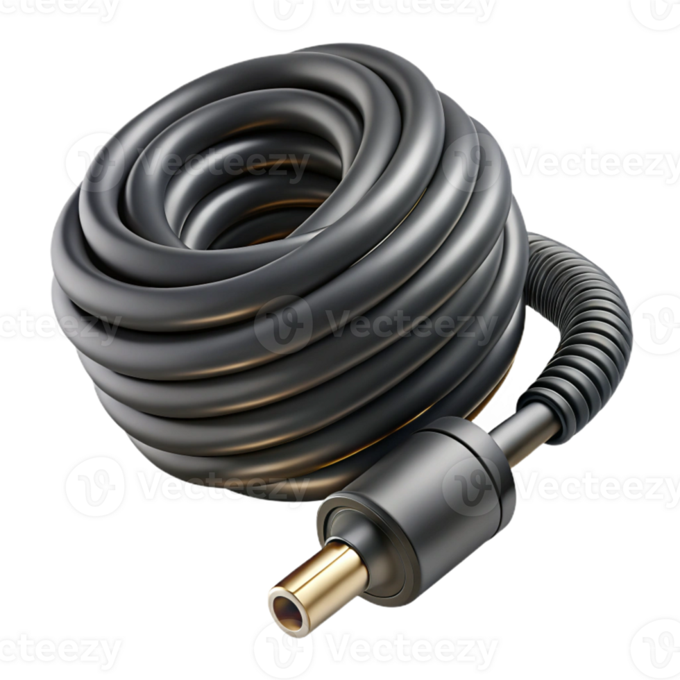 extraordinary artistic Audio Cable Coiled Length Black Color Transparent Background authentic png