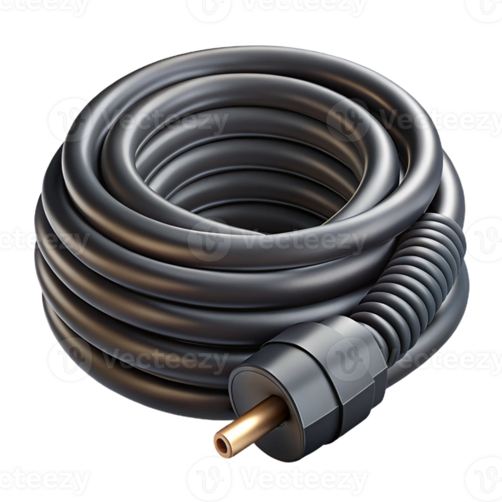 vibrant rustic Audio Cable Coiled Length Black Color Transparent Background authentic png