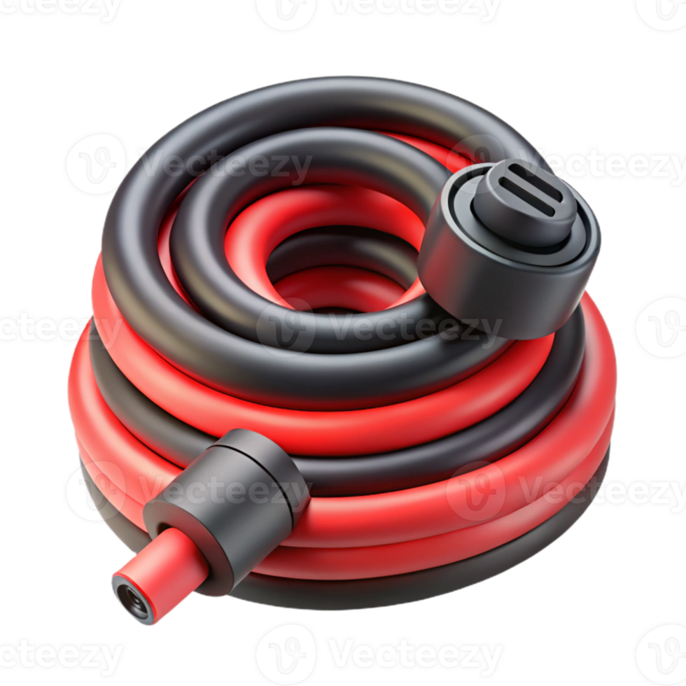 impressive classic Audio Cable Coiled Red and Black Cutout exclusive png