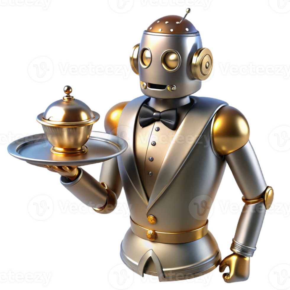 magnificent abstract A Steampunk Robot Butler Polished Silver original png