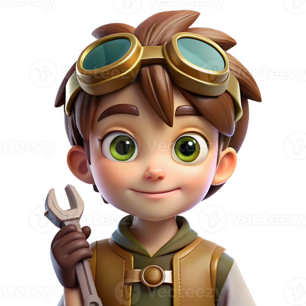 vibrant abstract Steampunk Child with Goggles high resolution png