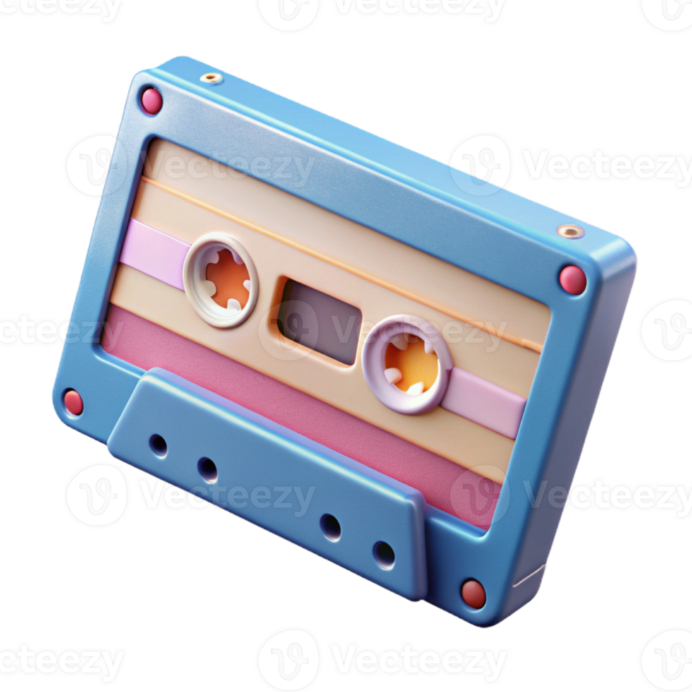 vibrant rustic Audio Cassette Tape Retro Design detailed png