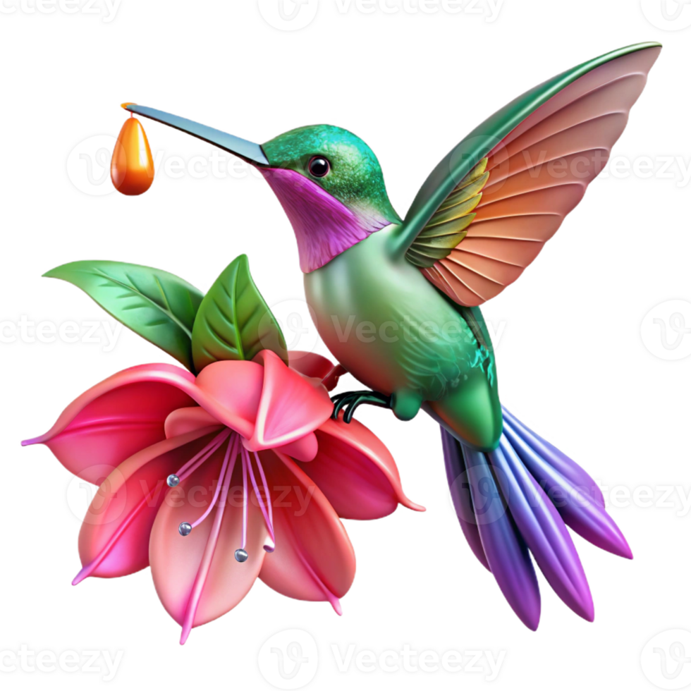 impressive contemporary A Tiny Hummingbird Hovering over a Vibrant detailed png