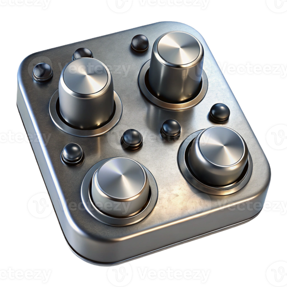 stunning contemporary Audio Interface Knobs Silver and Black Transparent Background authentic png