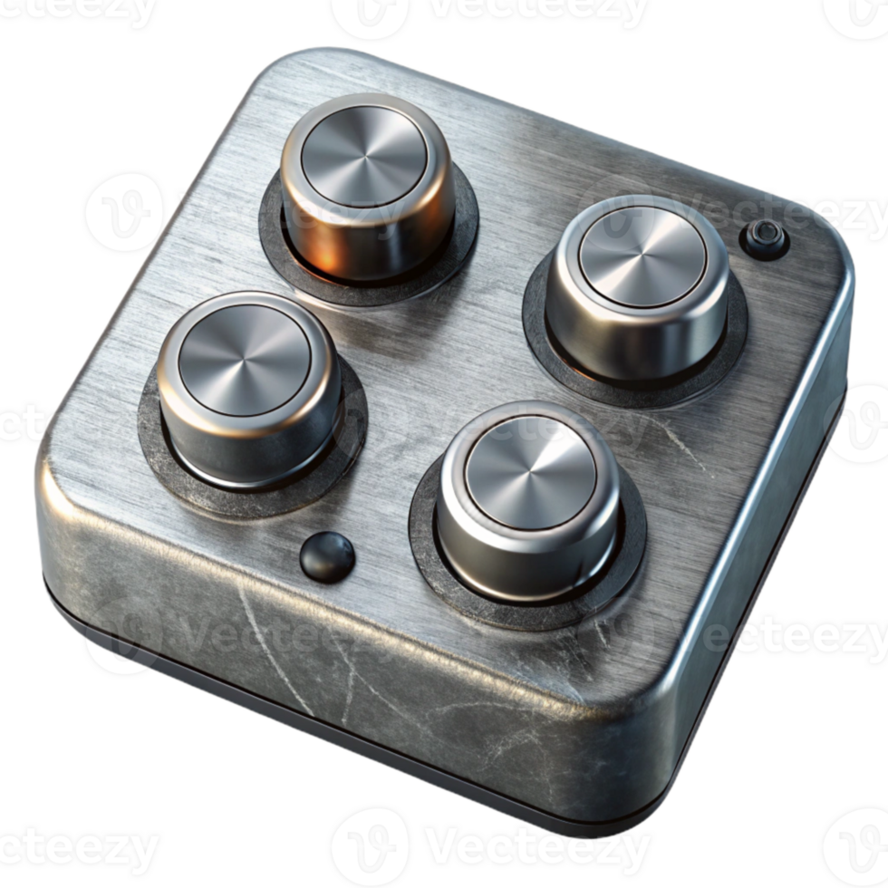 vibrant artistic Audio Interface Knobs Silver and Black Transparent Background high quality png