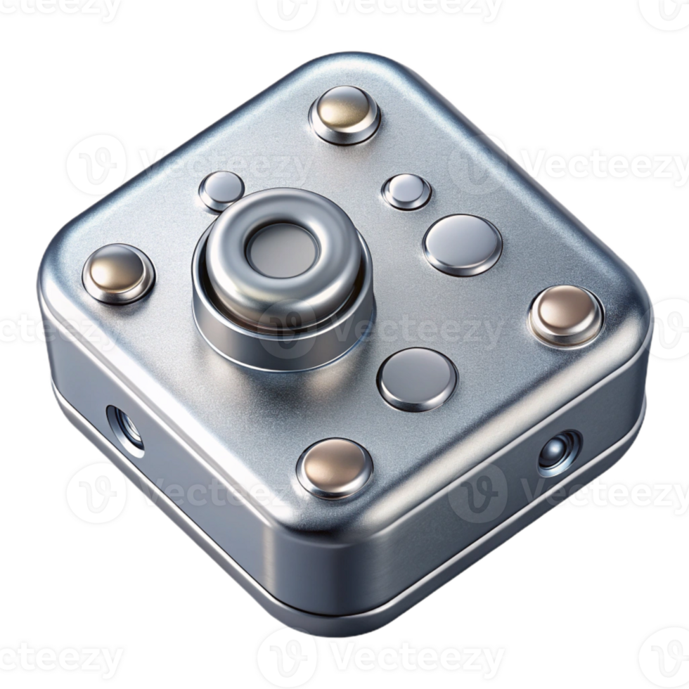 wonderful artistic Audio Interface Top View Silver Metallic Finish Transparent Background premium png