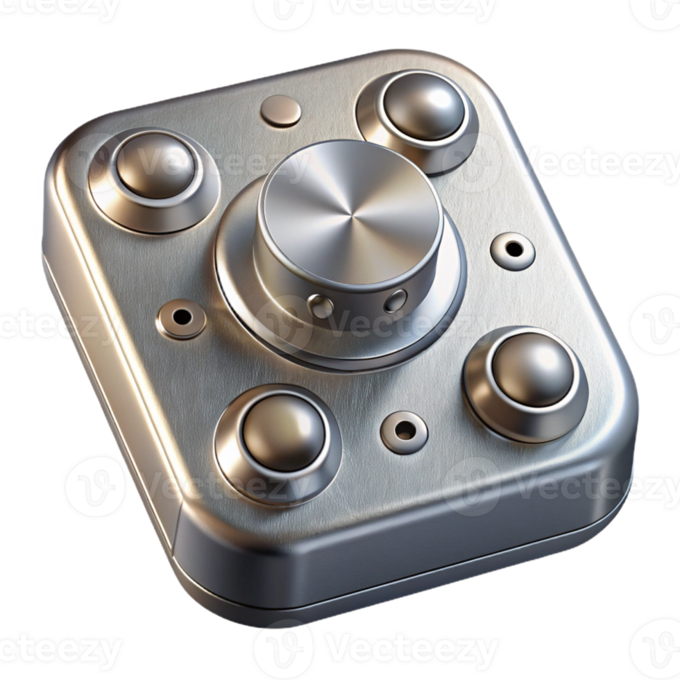 beautiful abstract Audio Interface Top View Silver Metallic Finish Transparent Background high resolution png