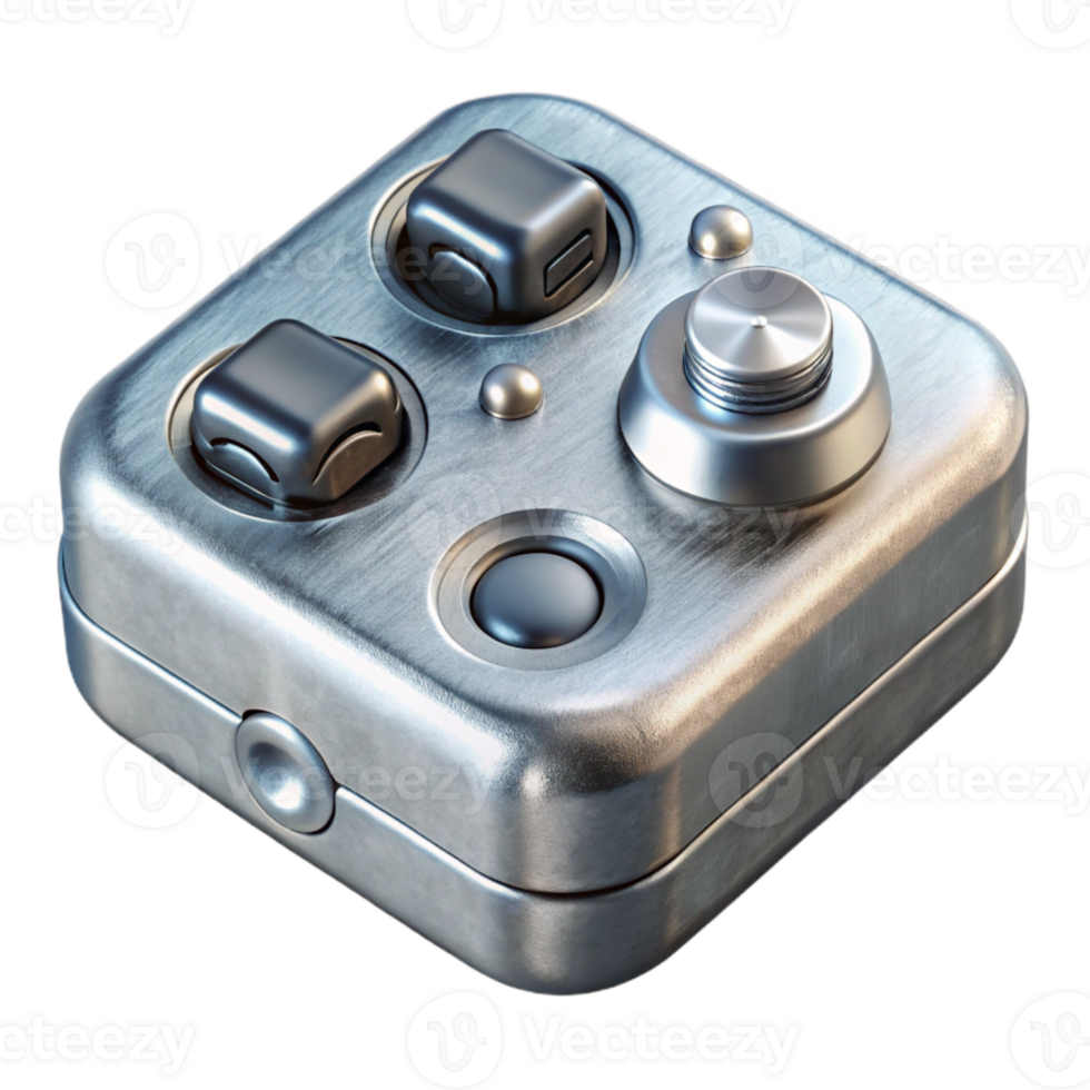 elegant traditional Audio Interface Top View Silver Metallic Finish Transparent Background high quality png