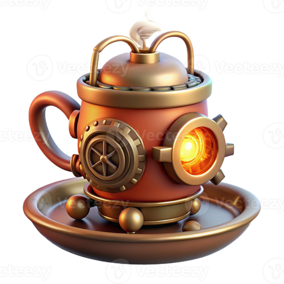beautiful traditional A Whimsical Steampunk Teacup with Intri original png