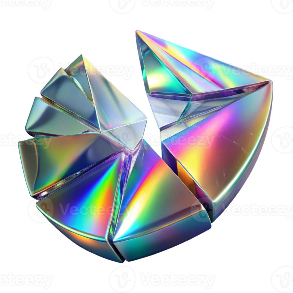 vibrant traditional Shattered Glass Effect with Rainbow Refl detailed png