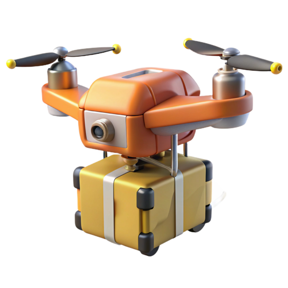 vibrant vintage Automated Delivery Drone Side View Transparent Background premium png