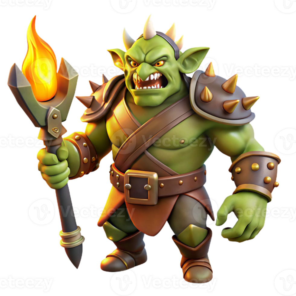 vibrant modern A Fierce Orc Chieftain Leading His Warba high resolution png