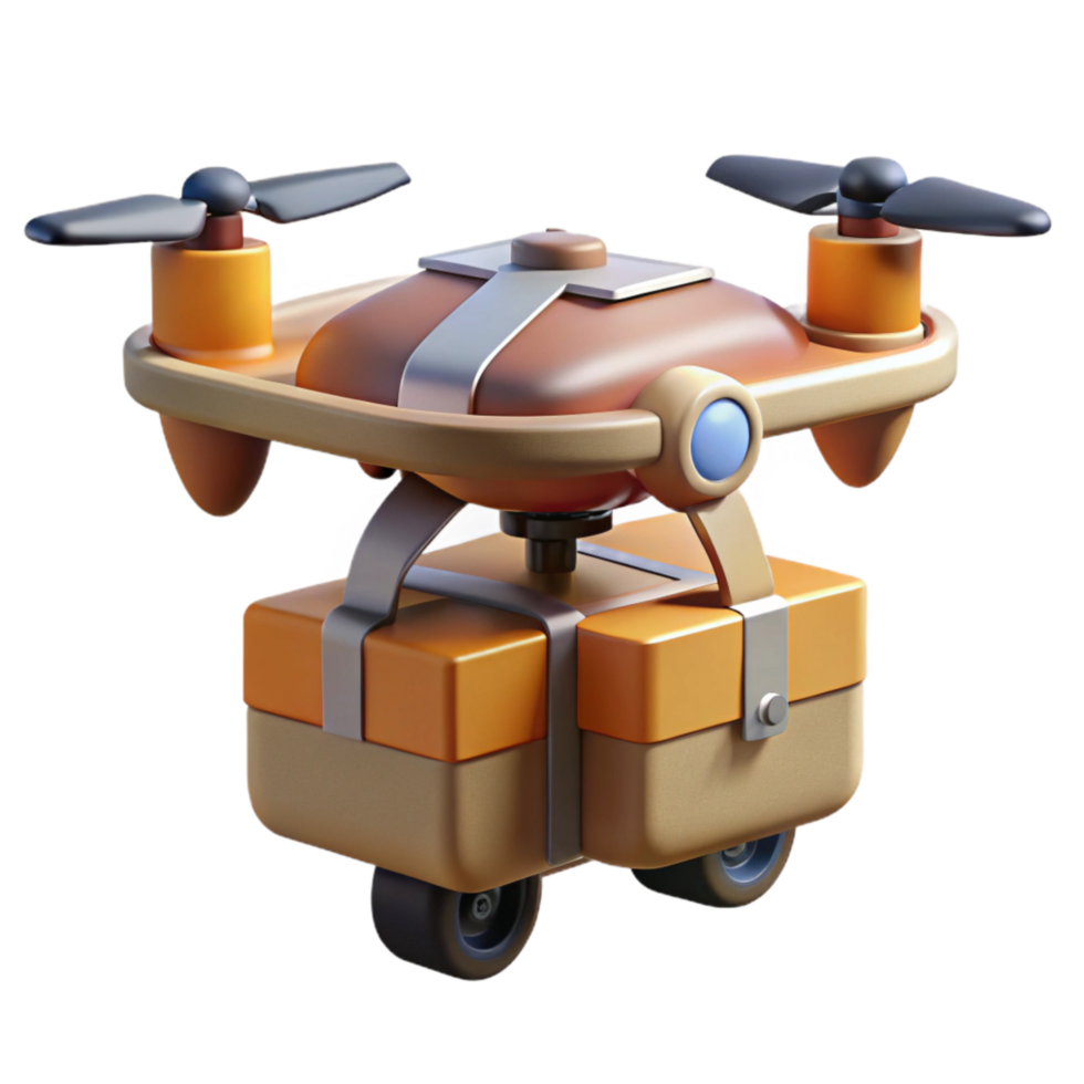 impressive artistic Automated Delivery Drone Side View Transparent Background png