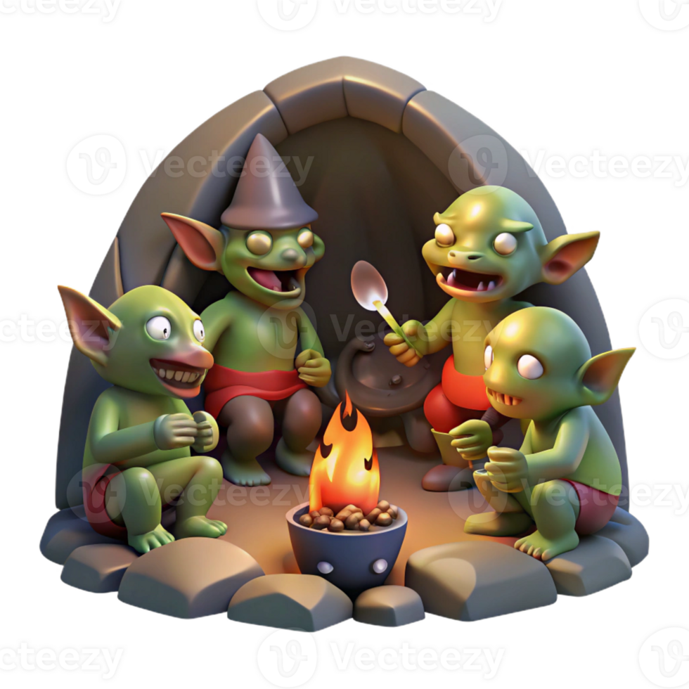 impressive creative A Group of Goblins Feasting in a Dark Cav professional png