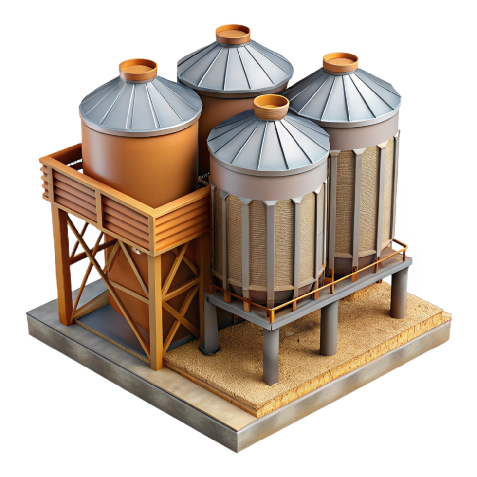 beautiful contemporary Automated Grain Storage System authentic png