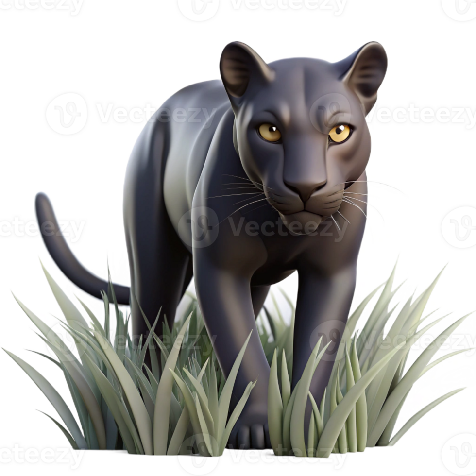 stunning minimalist A Sleek Black Panther Stalking Through T detailed png