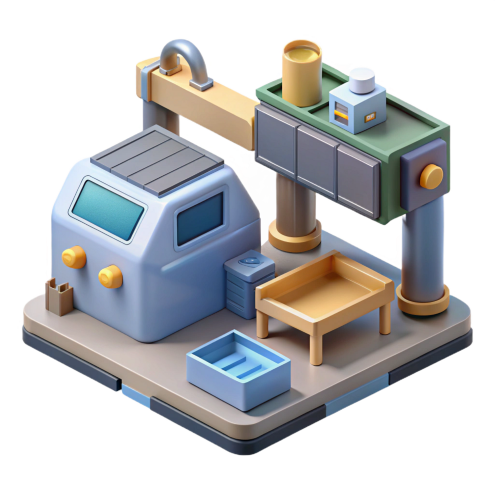 vibrant abstract Automated Inspection System Isometric View high quality png