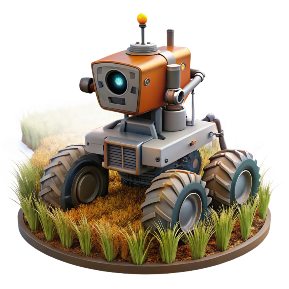 extraordinary traditional Automated Harvesting Robot in Field Transparent Background high resolution png