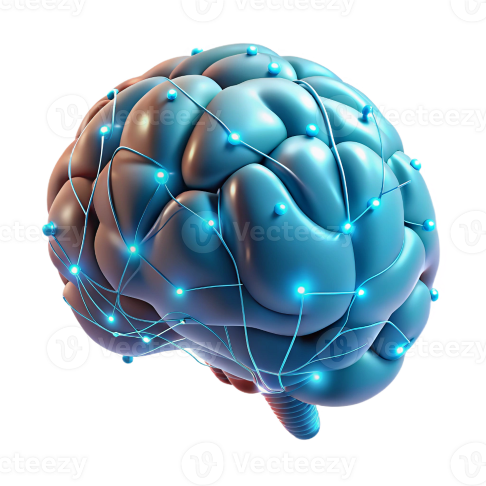 serene classic A Digital Rendering of a Human Brain Gl high quality png