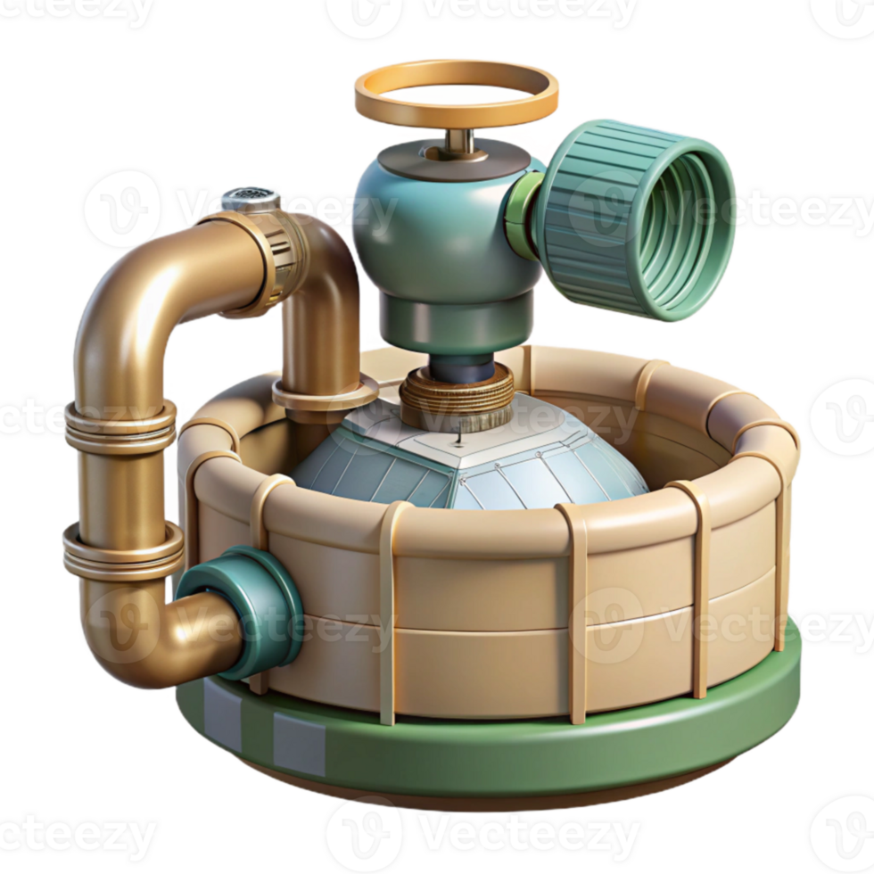 serene vintage Automated Irrigation System Side View Transparent Background detailed png