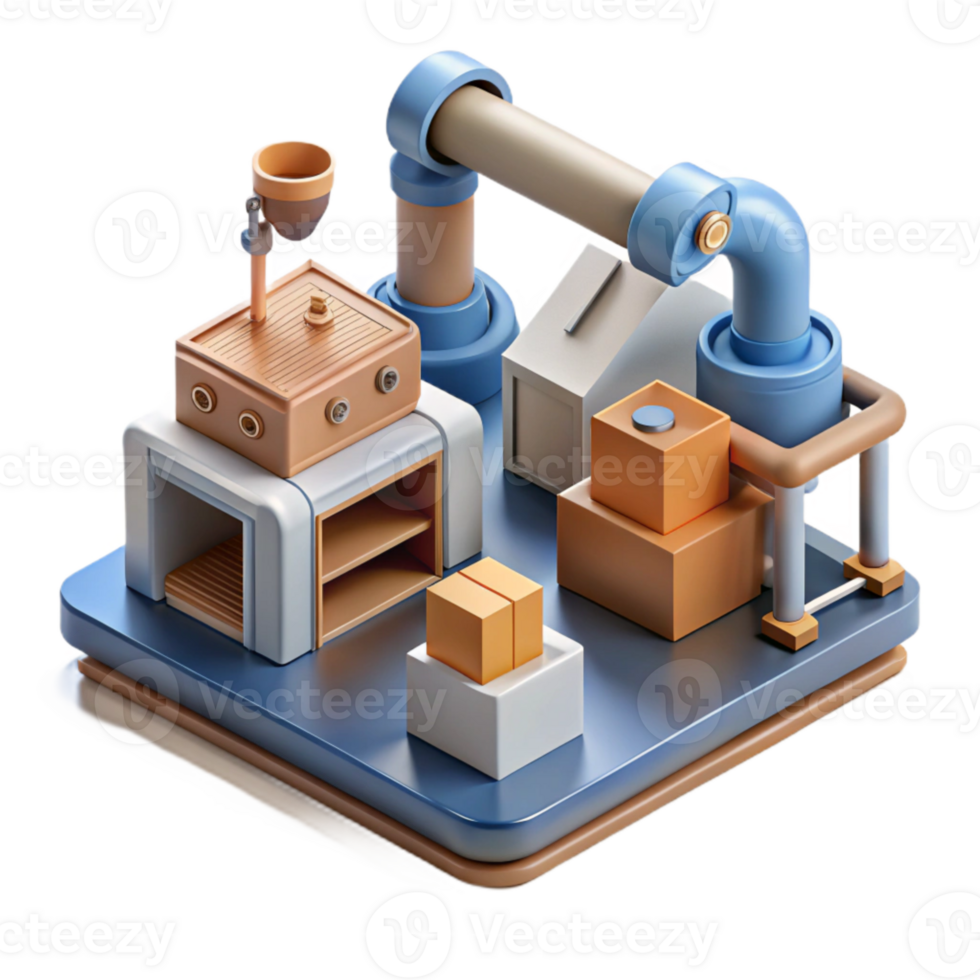wonderful creative Automated Manufacturing Process Isometric View Cutout detailed png