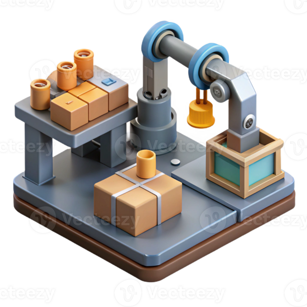stunning vintage Automated Manufacturing Process Isometric View Cutout original png