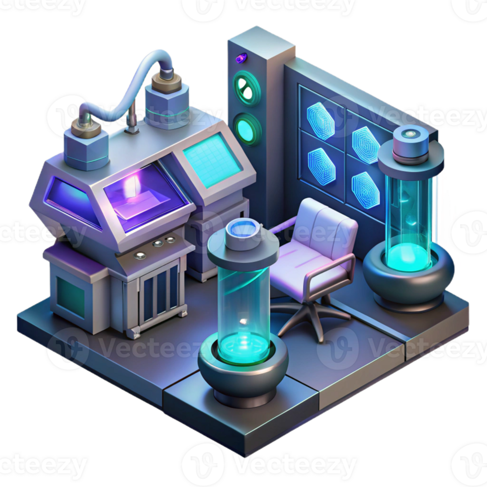 elegant modern A Futuristic Laboratory Filled with Glow premium png