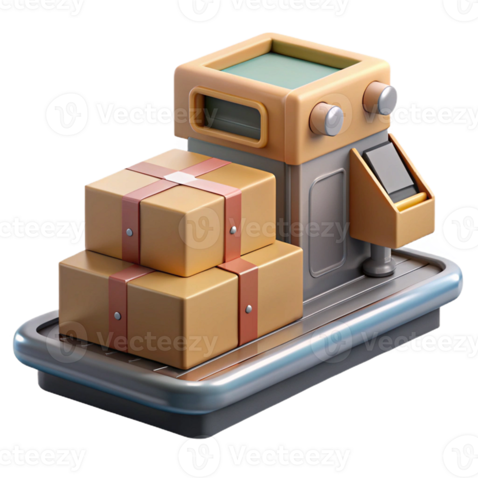 wonderful minimalist Automated Packaging Machine Side Angle Transparent Background premium png
