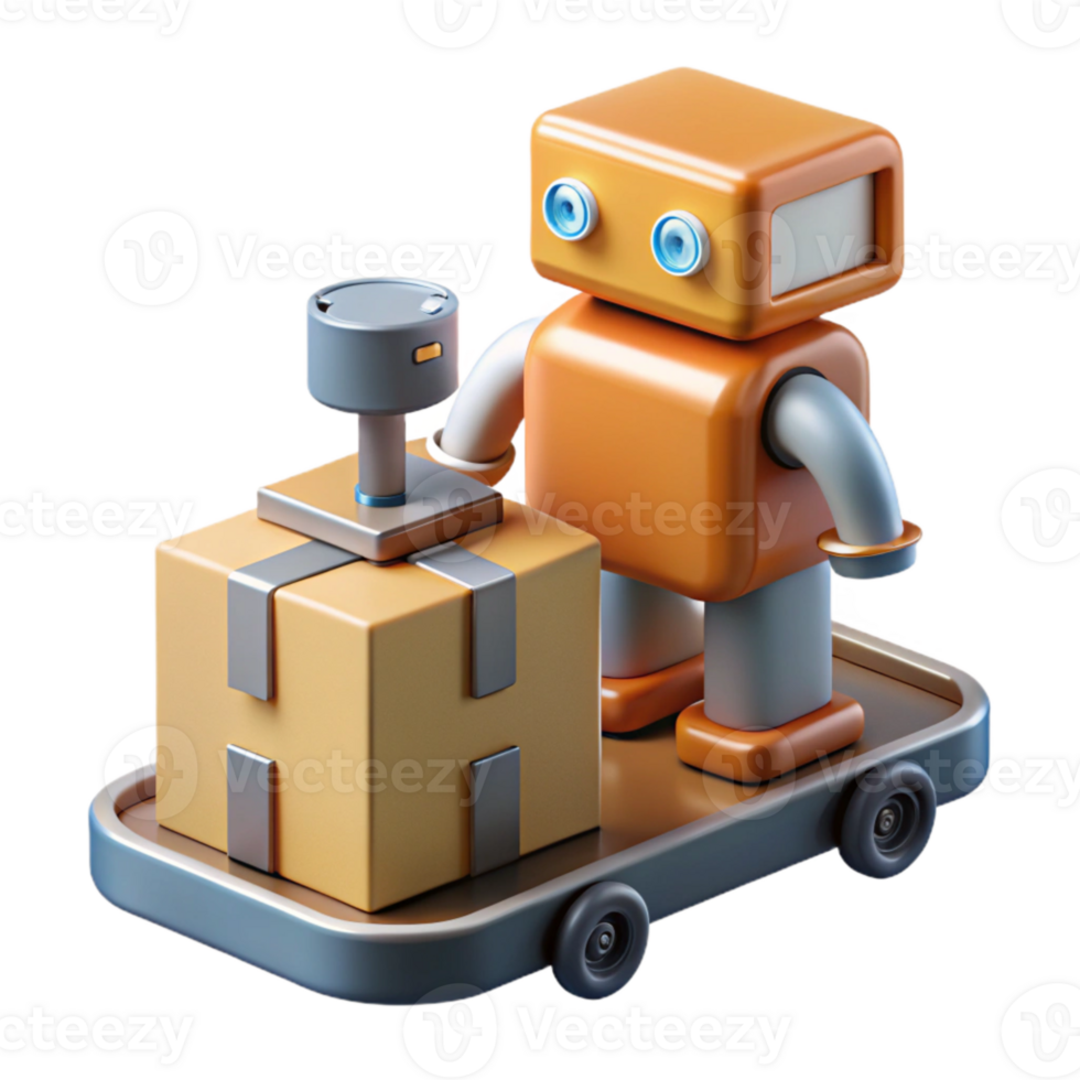 serene modern Automated Packaging Robot Isometric View Cutout png