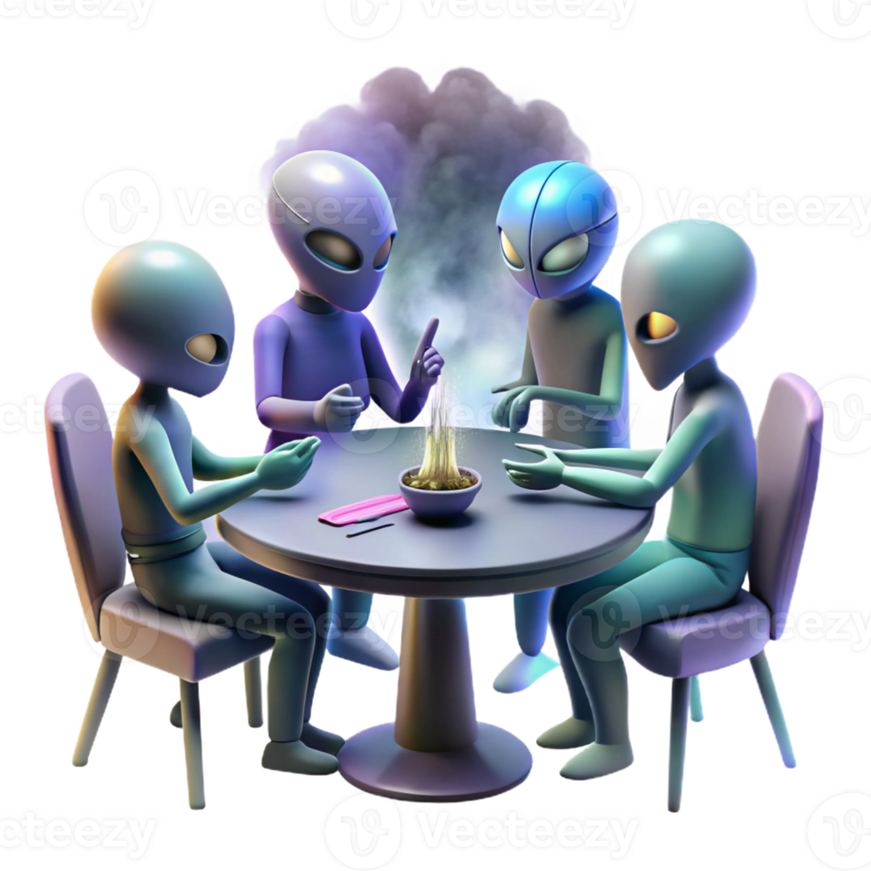stunning creative A Group of Aliens Playing a Holographic genuine png