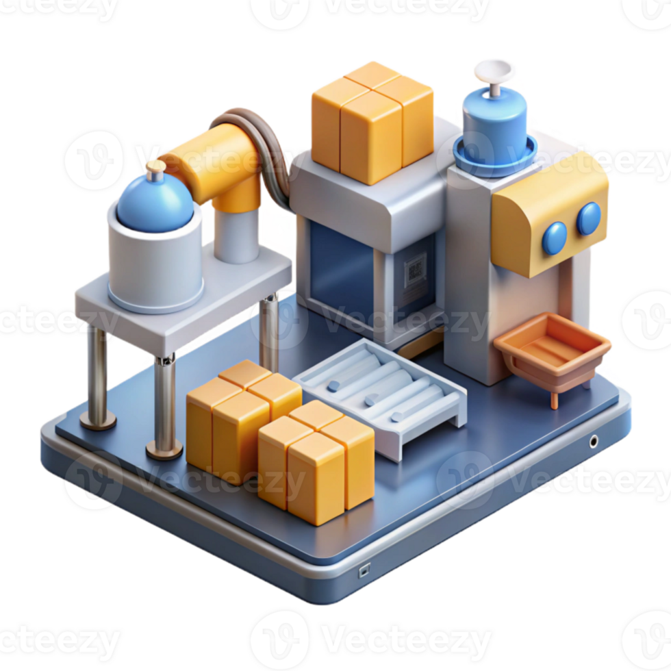 serene modern Automated Production Line Top View high resolution png