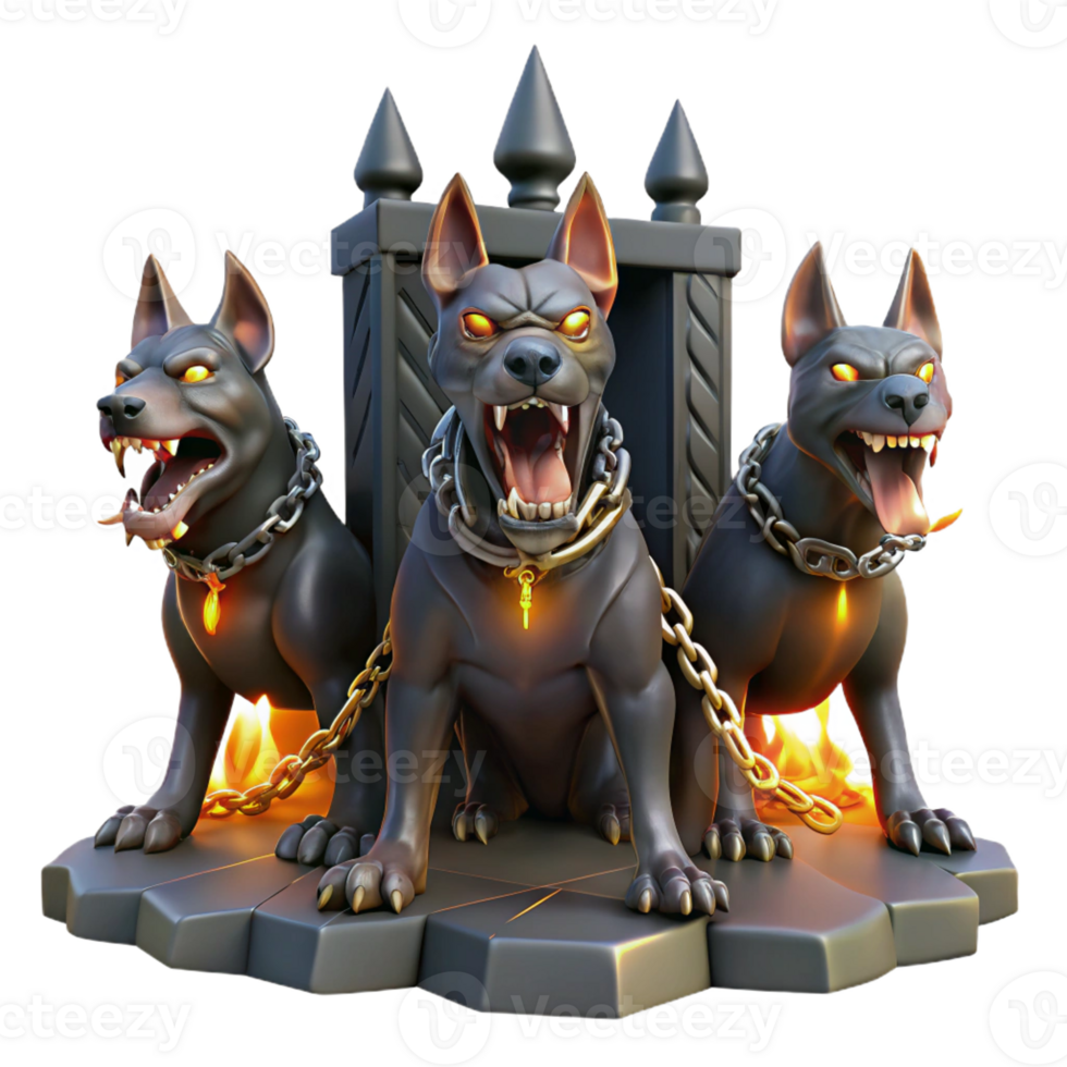 stunning vintage Cerberus the Three Headed Hound of Hade original png