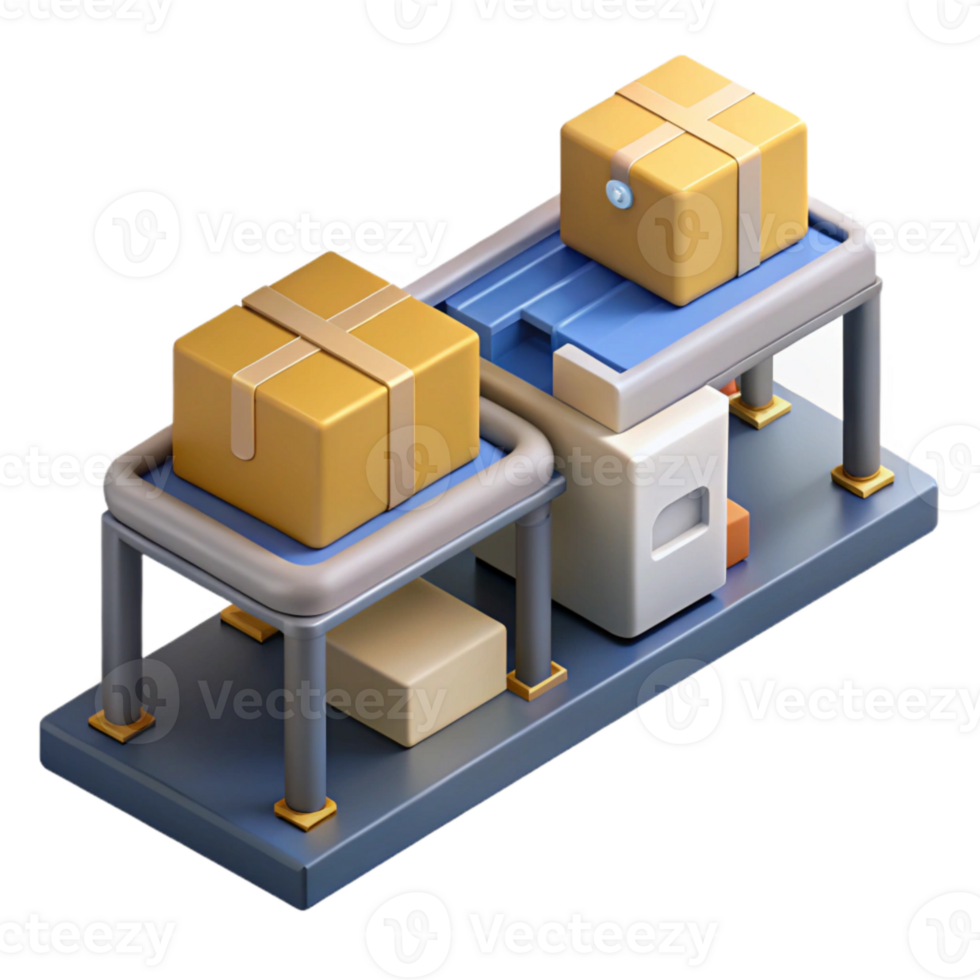 vibrant modern Automated Sorting Process Isometric View Transparent Background original png