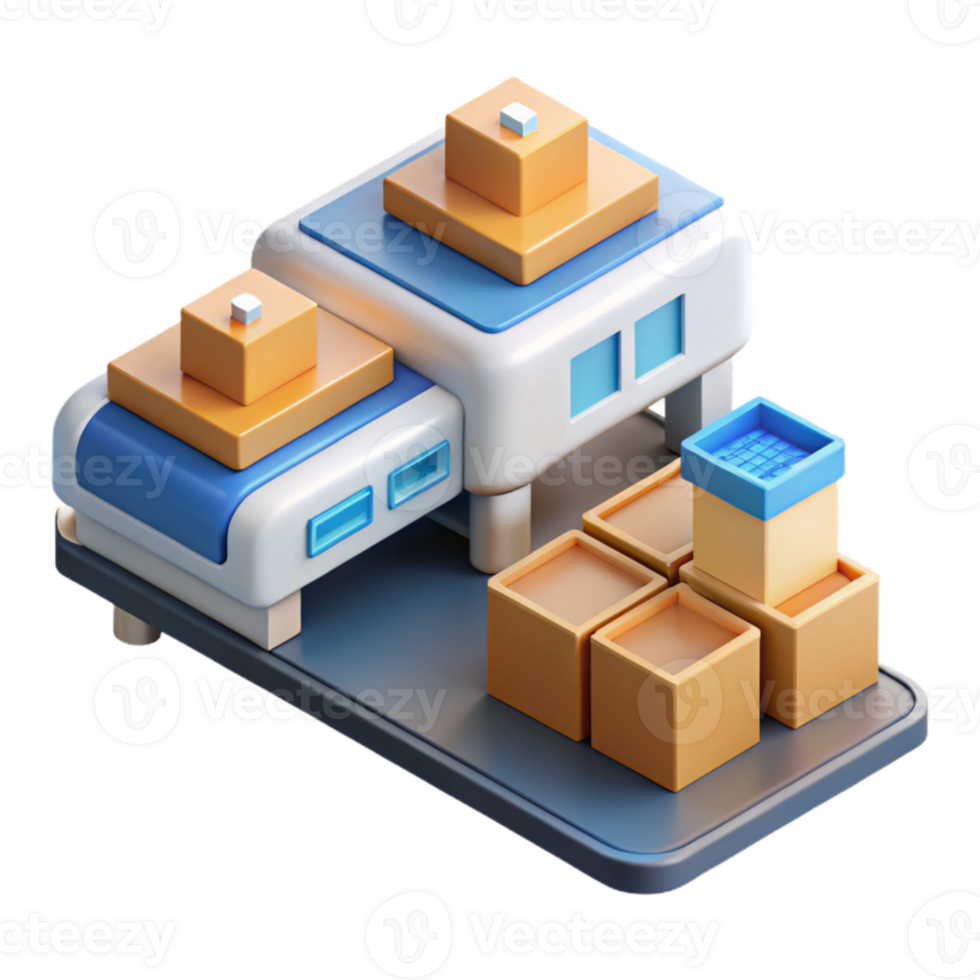 stunning abstract Automated Sorting Process Isometric View Transparent Background high resolution png