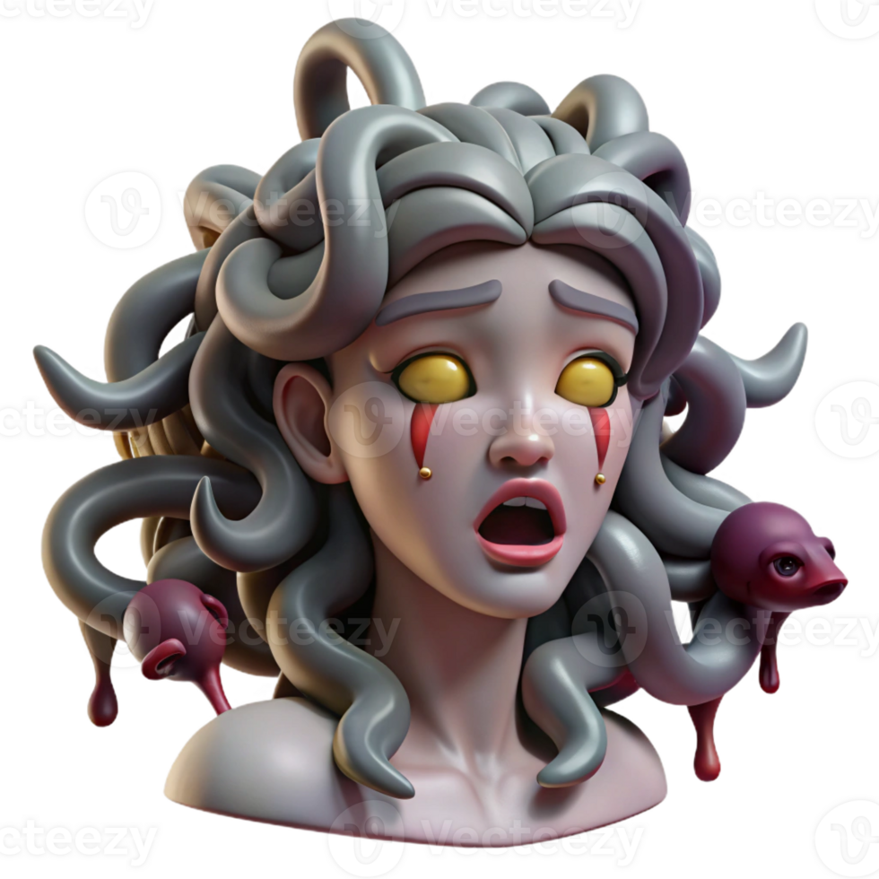 wonderful vintage Medusa with Snakes for Hair and a Gaze T high resolution png