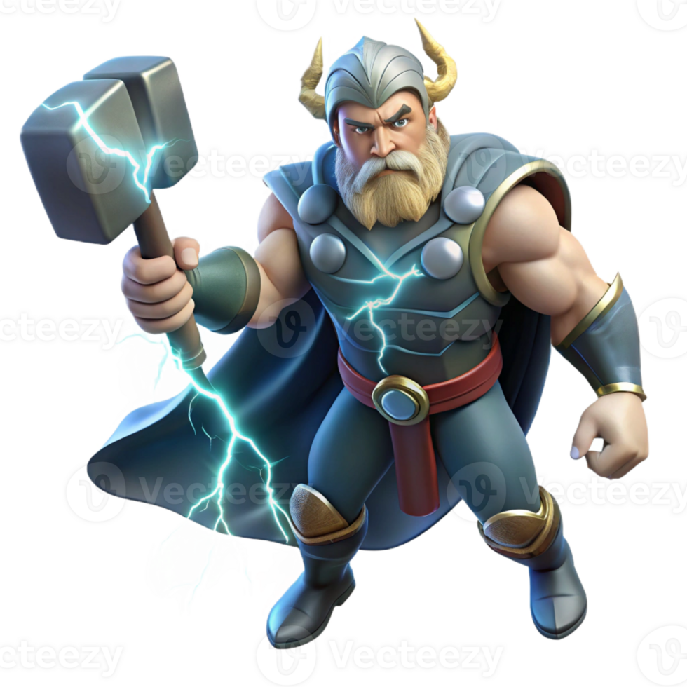 elegant vintage Thor the Norse God of Thunder Wielding premium png