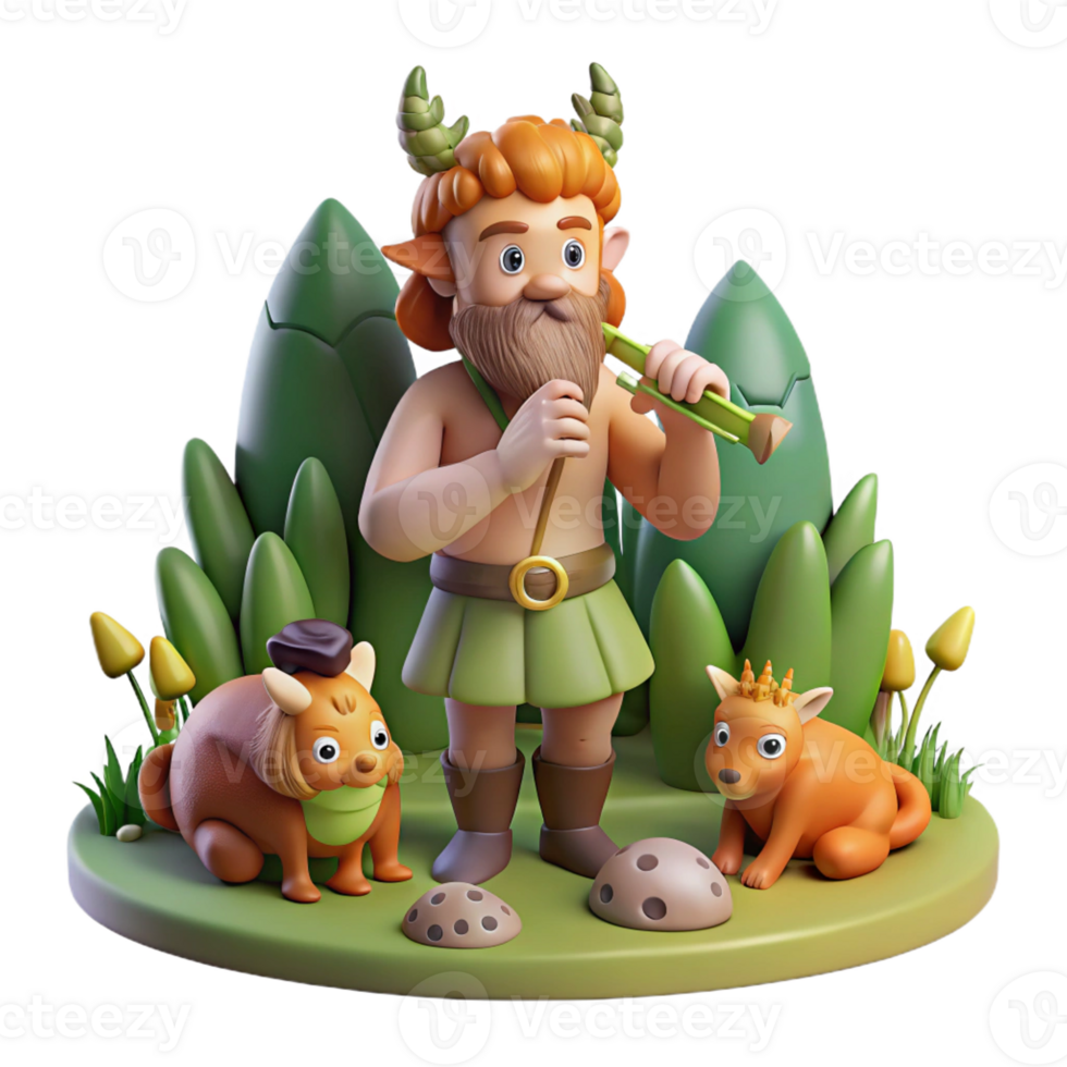 wonderful artistic Pan the Greek God of the Wild Playing original png