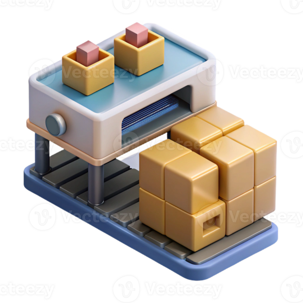 impressive abstract Automated Sorting Process Isometric View Transparent Background premium png
