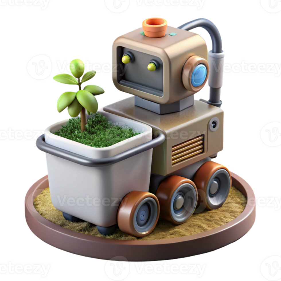 magnificent contemporary Automated Weeding Robot in Action Transparent Background png