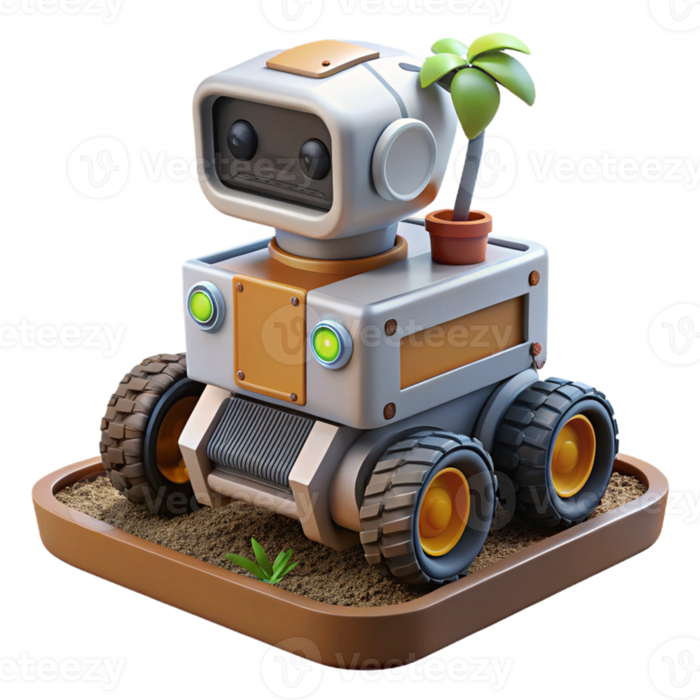 beautiful traditional Automated Weeding Robot in Action Transparent Background detailed png