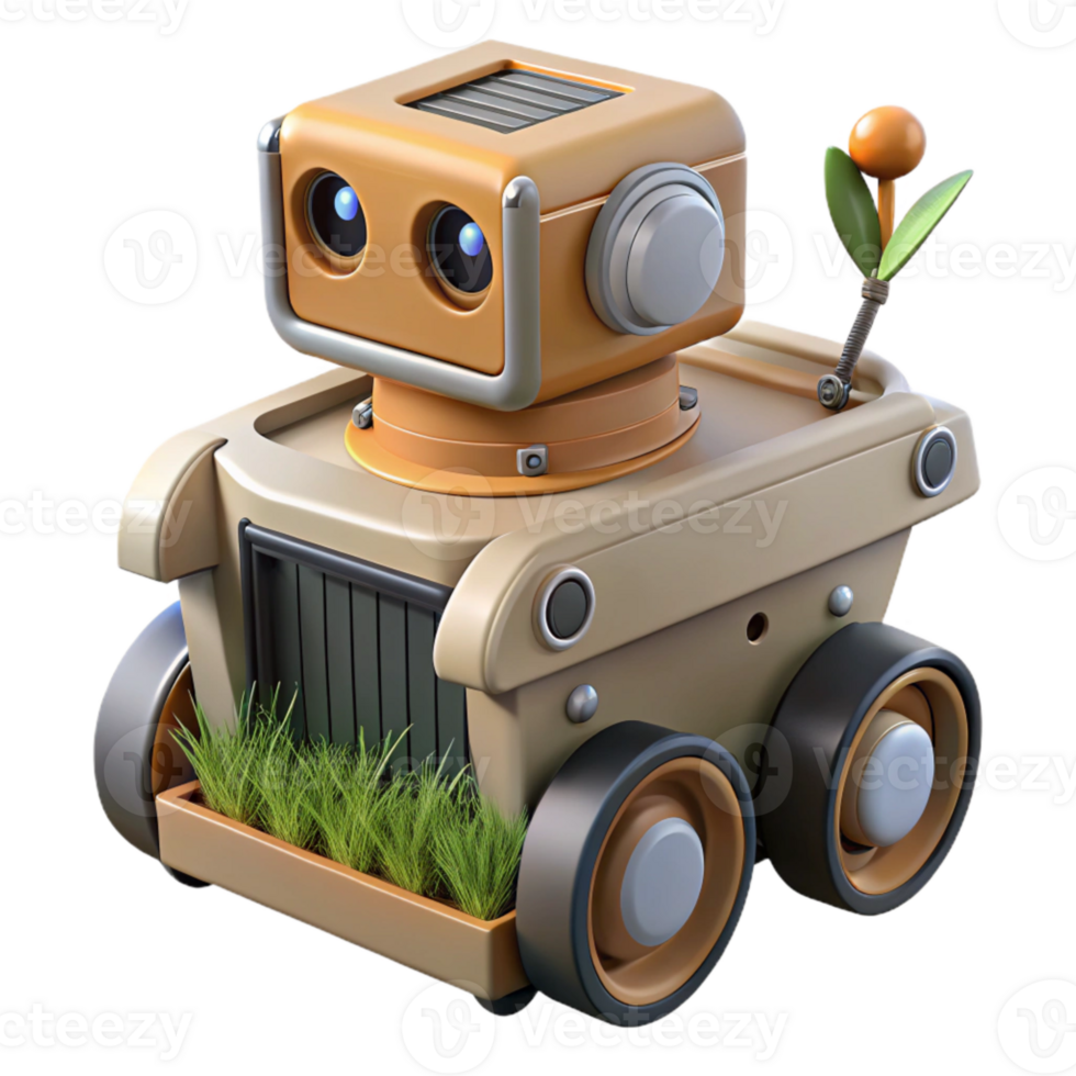 impressive abstract Automated Weeding Robot in Action Transparent Background genuine png